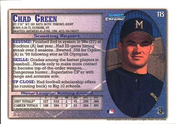 1998 Bowman Chrome #113 Chad Green Back
