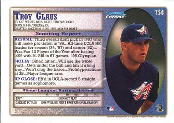 1998 Bowman Chrome #134 Troy Glaus Back