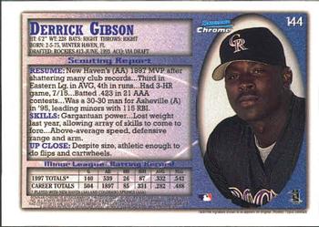 1998 Bowman Chrome #144 Derrick Gibson Back