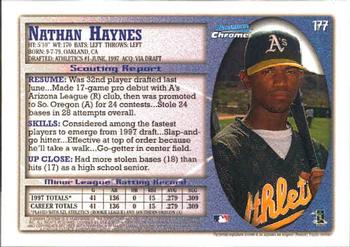 1998 Bowman Chrome #177 Nathan Haynes Back