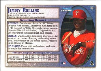 1998 Bowman Chrome #181 Jimmy Rollins Back