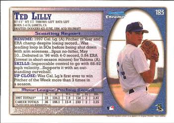1998 Bowman Chrome #183 Ted Lilly Back