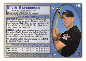 1998 Bowman Chrome #360 Kevin Haverbusch Back