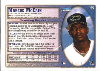 1998 Bowman Chrome #195 Marcus McCain Back