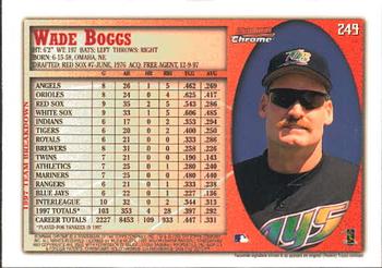 1998 Bowman Chrome #249 Wade Boggs Back