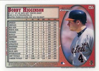 1998 Bowman Chrome #255 Bobby Higginson Back