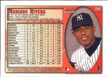 1998 Bowman Chrome #269 Mariano Rivera Back