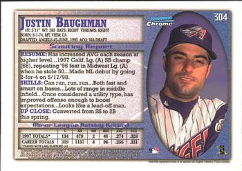 1998 Bowman Chrome #304 Justin Baughman Back