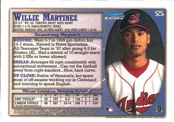 1998 Bowman Chrome #325 Willie Martinez Back