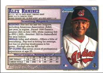 1998 Bowman Chrome #326 Alex Ramirez Back