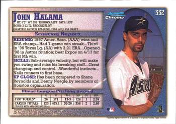 1998 Bowman Chrome #332 John Halama Back