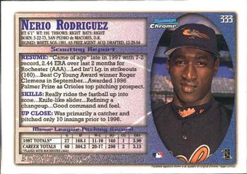 1998 Bowman Chrome #333 Nerio Rodriguez Back