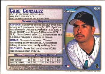 1998 Bowman Chrome #343 Gabe Gonzalez Back