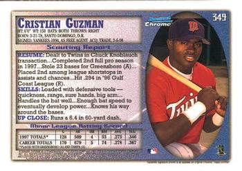 1998 Bowman Chrome #349 Cristian Guzman Back
