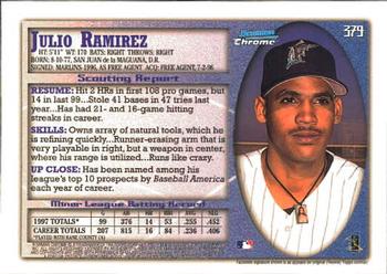 1998 Bowman Chrome #379 Julio Ramirez Back