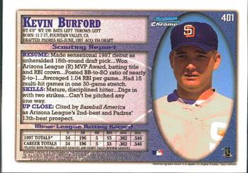 1998 Bowman Chrome #401 Kevin Burford Back