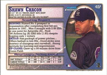 1998 Bowman Chrome #407 Shawn Chacon Back
