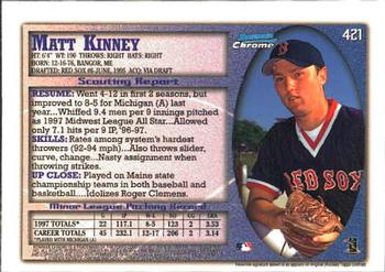 1998 Bowman Chrome #421 Matt Kinney Back