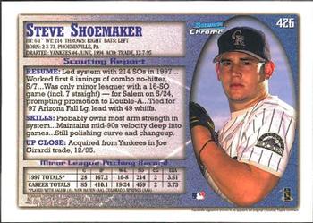 1998 Bowman Chrome #426 Steve Shoemaker Back