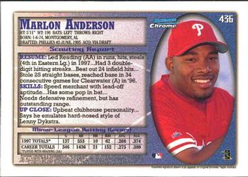 1998 Bowman Chrome #436 Marlon Anderson Back