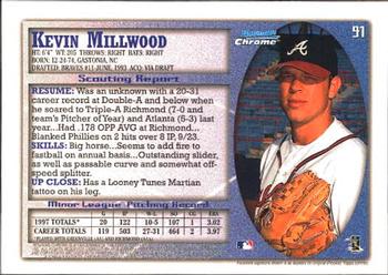 1998 Bowman Chrome #91 Kevin Millwood Back