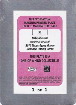 2015 Topps Gypsy Queen - Printing Plates Magenta #31 Mike Mussina Back