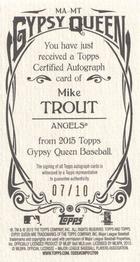 2015 Topps Gypsy Queen - Mini Autographs #MA-MT Mike Trout Back