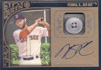 2015 Topps Gypsy Queen - Relic Autographs Black Button #AR-DP Dustin Pedroia Front