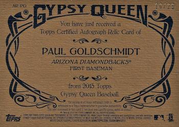 2015 Topps Gypsy Queen - Relic Autographs Gold #AR-PG Paul Goldschmidt Back