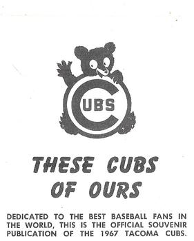 1967 Tacoma Cubs #NNO Lee Elia Back