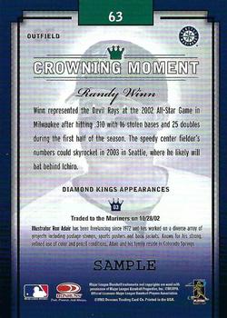 2003 Donruss Diamond Kings - Samples Silver #63 Randy Winn Back