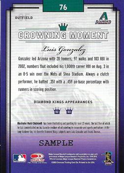 2003 Donruss Diamond Kings - Samples Silver #76 Luis Gonzalez Back