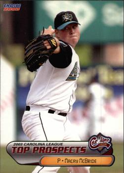 2003 Choice Carolina League Top Prospects #08 Macay McBride Front