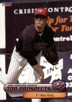 2003 Choice Carolina League Top Prospects #29 Kris Honel Front