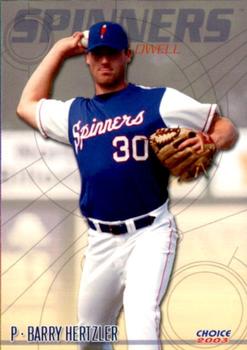 2003 Choice Lowell Spinners #03 Barry Hertzler Front