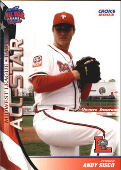 2003 Choice Midwest League All-Stars #05 Andy Sisco Front