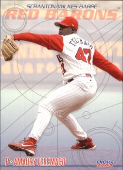 2003 Choice Scranton/Wilkes-Barre Red Barons #22 Amaury Telemaco Front