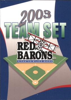2003 Choice Scranton/Wilkes-Barre Red Barons #30 Checklist Front