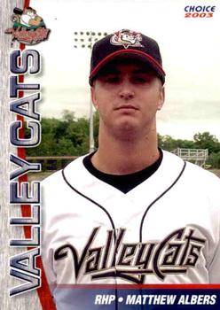 2003 Choice Tri-City ValleyCats #04 Matthew Albers Front