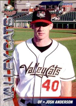 2003 Choice Tri-City ValleyCats #30 Josh Anderson Front