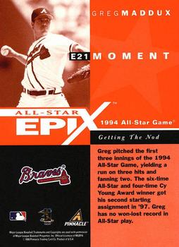 1998 Pinnacle Plus - All-Star Epix Orange #E21 Greg Maddux Back