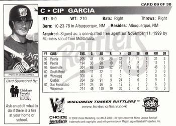 2003 Choice Wisconsin Timber Rattlers #09 Cip Garcia Back