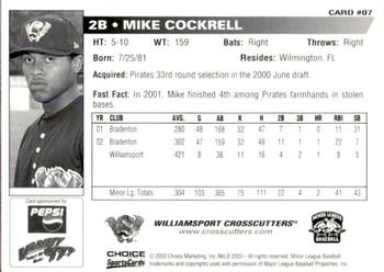 2003 Choice Williamsport Crosscutters #07 Mike Cockrell Back