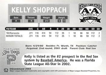 2003 Grandstand Eastern League Top Prospects #NNO Kelly Shoppach Back