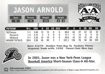 2003 Grandstand Eastern League Top Prospects #NNO Jason Arnold Back