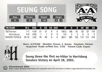 2003 Grandstand Eastern League Top Prospects #NNO Seung Song Back