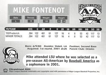 2003 Grandstand Eastern League Top Prospects #NNO Mike Fontenot Back