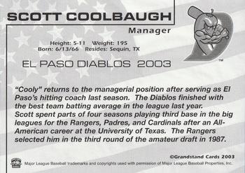 2003 Grandstand El Paso Diablos #NNO Scott Coolbaugh Back