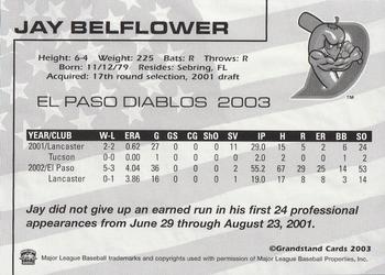 2003 Grandstand El Paso Diablos #NNO Jay Belflower Back