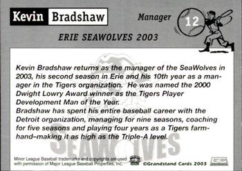2003 Grandstand Erie SeaWolves #NNO Kevin Bradshaw Back